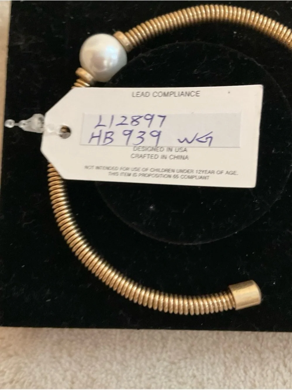 Pomina Gold-Tone Pearl Accent Coil Cuff Bracelet